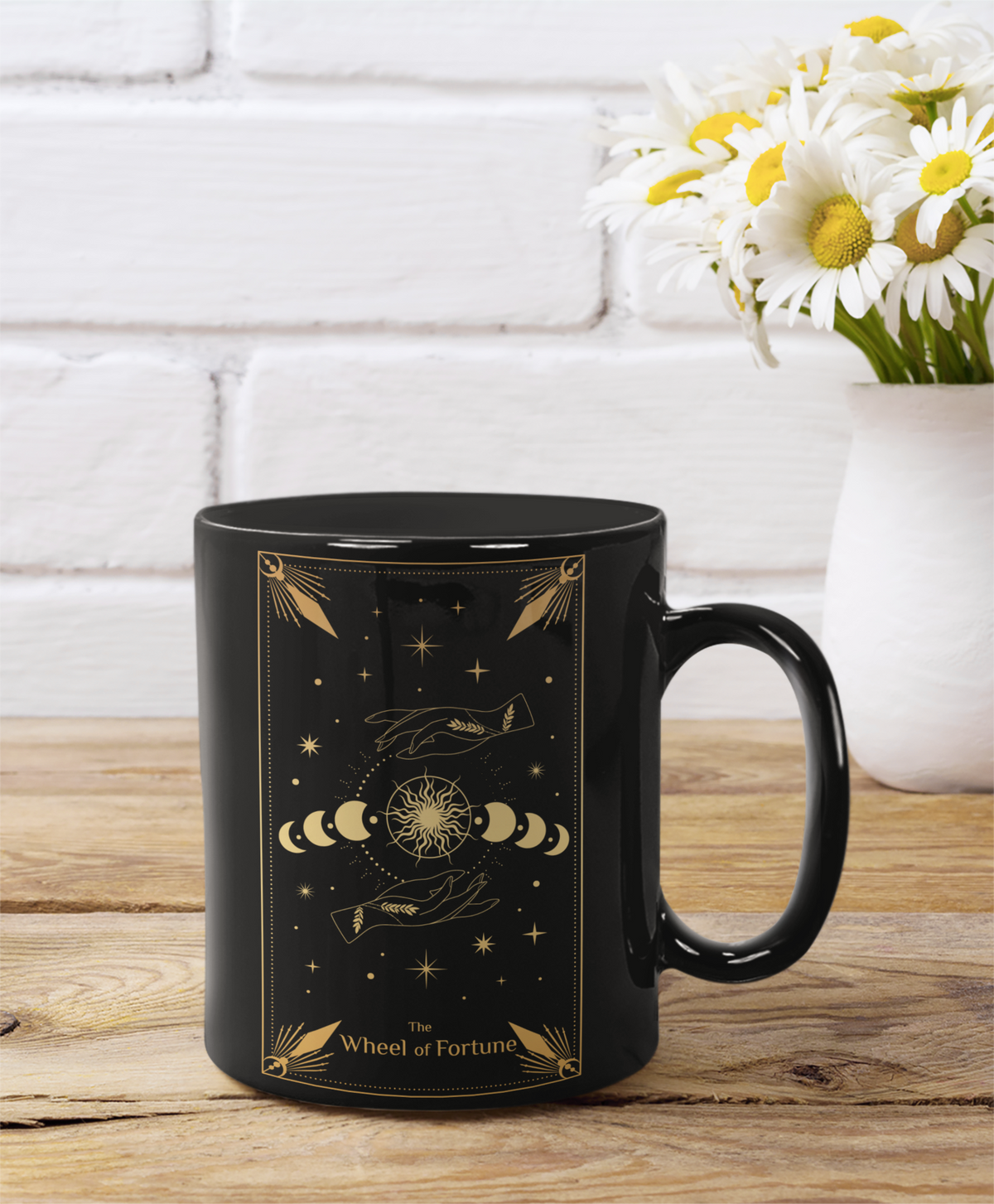 Wheel of Fortune Ceramic Mug - Mystical Astrology Drinkware for Tarot Lovers, Wheel of Fortune Tarot Card Coffee Mug