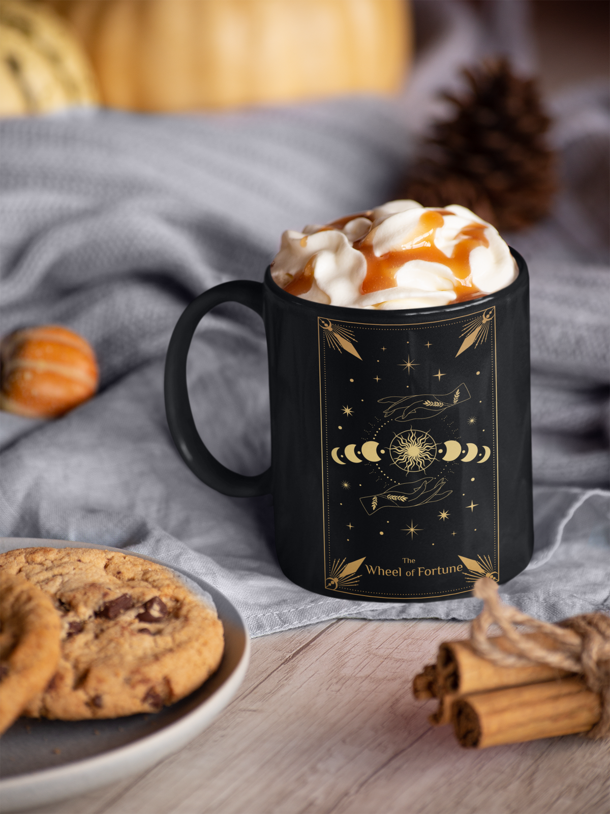 Wheel of Fortune Ceramic Mug - Mystical Astrology Drinkware for Tarot Lovers, Wheel of Fortune Tarot Card Coffee Mug