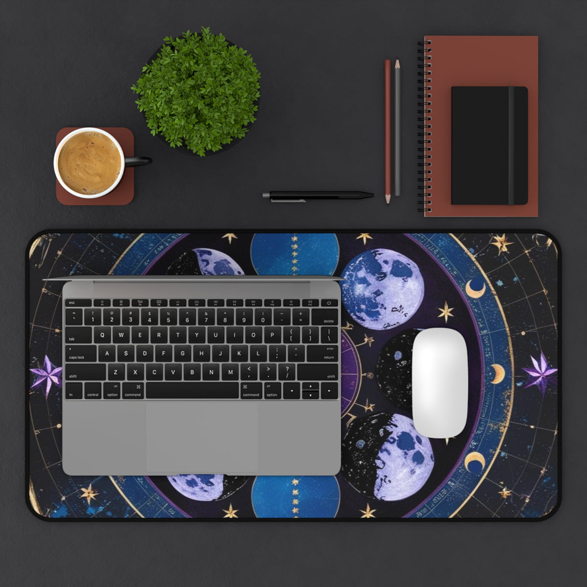 Celestial Moons Desk Mat - Stylish Astrology Office Accessory