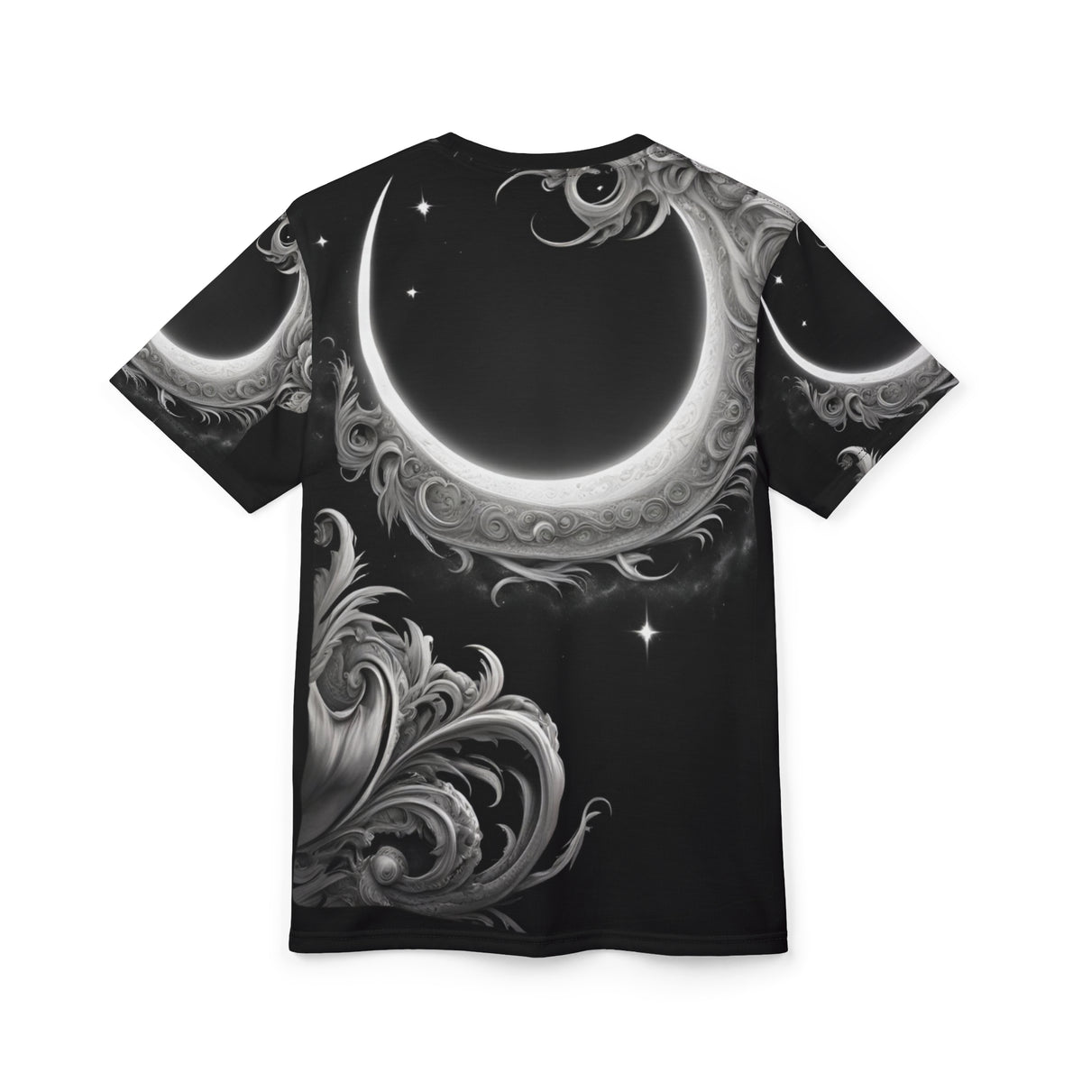Ethereal Moon Phase Unisex Cut & Sew Tee - Celestial Black Graphic T-Shirt