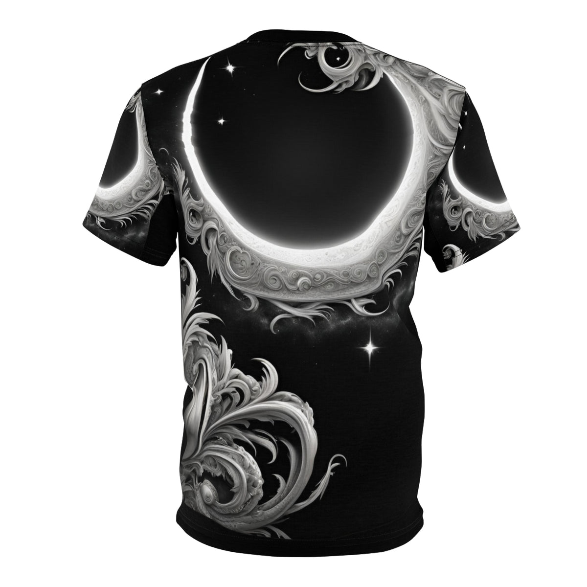 Ethereal Moon Phase Unisex Cut & Sew Tee - Celestial Black Graphic T-Shirt