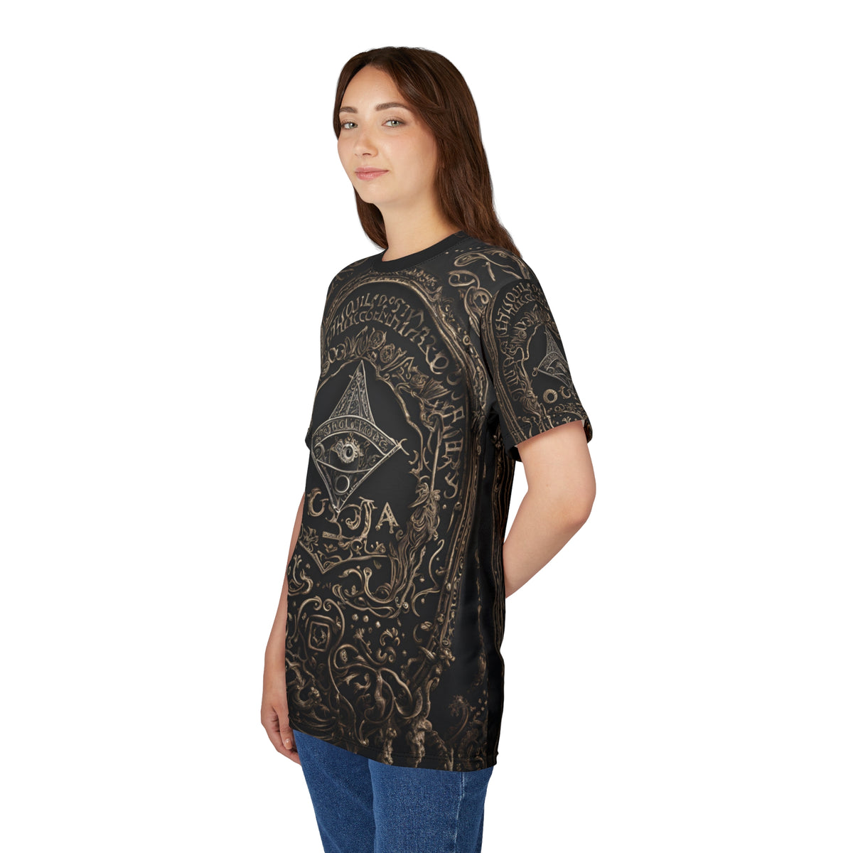 Ouija Board Unisex Graphic Tee - Mystical Black Design for Spiritual Seekers, 3D Ouija Board Design AOP Shirt
