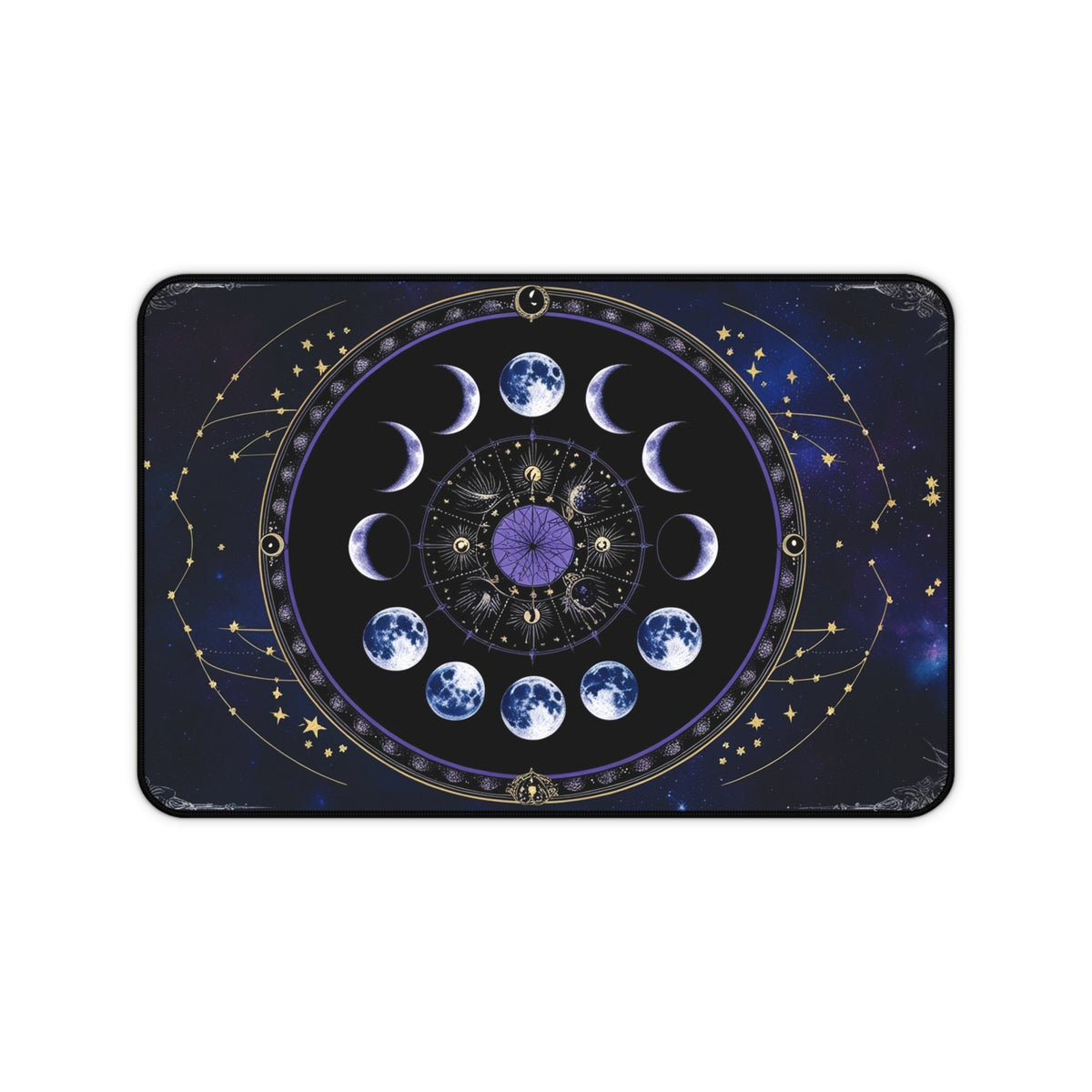 Vintage Gothic Celestial Art Desk Mat, Moon Phase Lunar Mousepad, Eclectic Witch Aesthetic Mousepad, Universe Stars Desk Decor Dark Academia