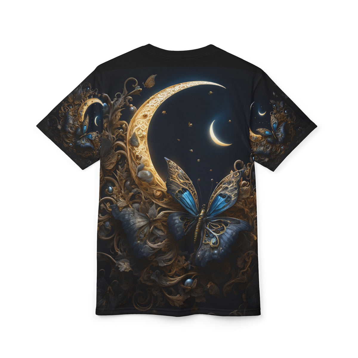 Majestic Butterfly Moon Unisex Tee - Celestial Art & Nature Design, Celestial Butterfly AOP Shirt