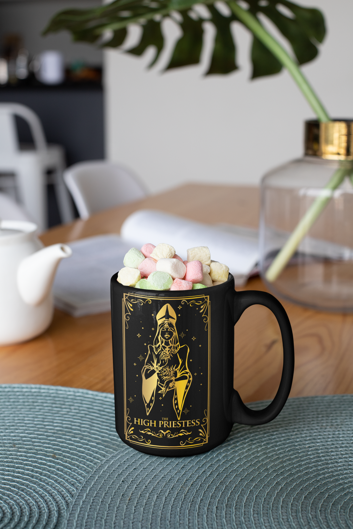 High Priestess Ceramic Mug - 11oz & 15oz Coffee Cup for Mystical Vibes, The High Priestess Tarot Card Coffee Mug, Witchy High Priestess Coffee Mug