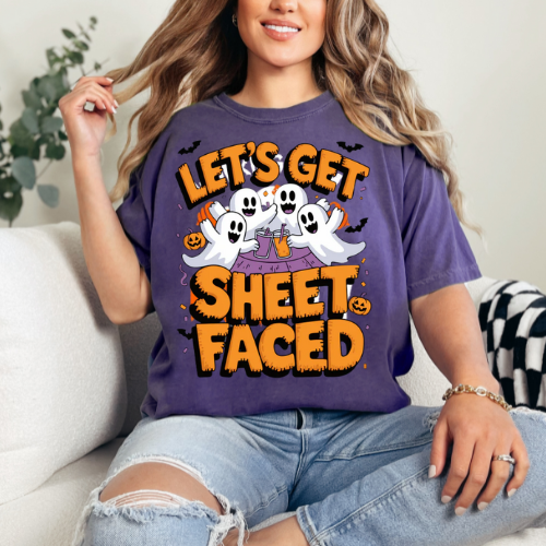 Halloween Ghosts T-shirt - "Let's Get Sheet Faced" Unisex Tee