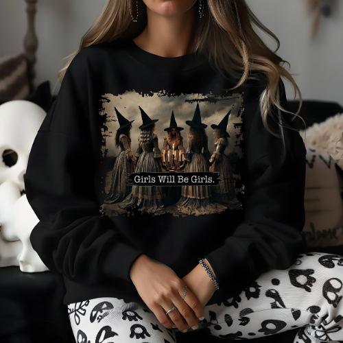 Girls Will Be Girls Witch Shirt, Funny Witch Shirt, Halloween Women Shirt, Witchy Vibes Shirt, Vintage Halloween Shirt