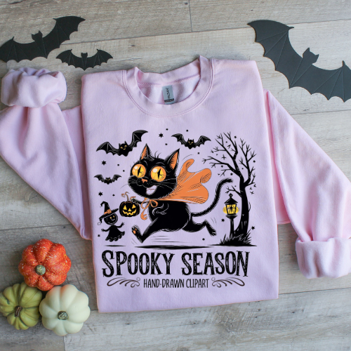 Spooky Season Cat Crewneck Sweatshirt