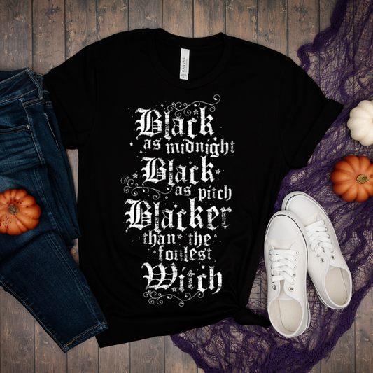 Black as midnight Black as Pitch Witch Shirt, Witch Halloween Shirt, Witchy Shirt,