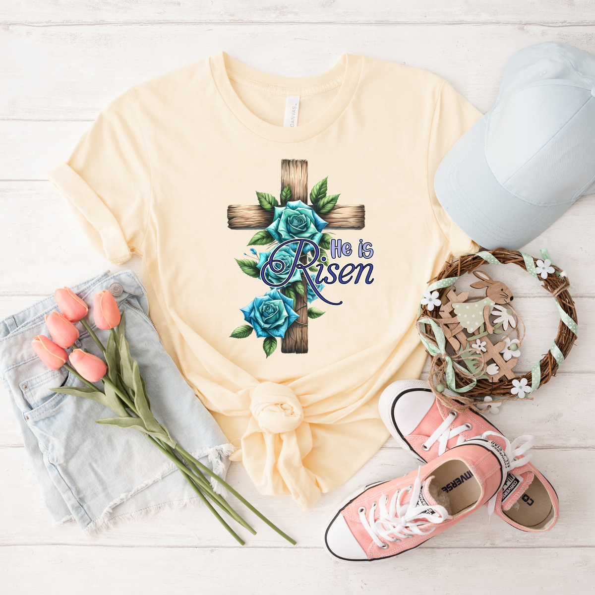 Faith-Inspired Unisex T-Shirt, Christian Apparel, Easter Gift, Rose Design Tee, Inspirational Top, Casual Wear, Gender-Neutral Shirt