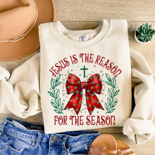 Christmas Religious Sweatshirt, Unisex Crewneck, Jesus Is The Reason, Holiday Apparel, Faith-Based Gift, Comfortable Winter Wear