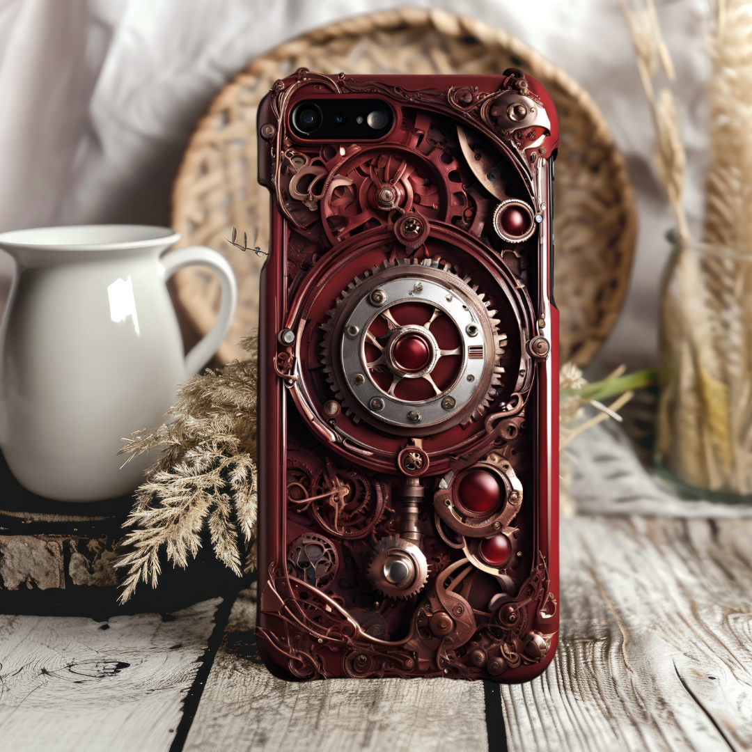 Steampunk iPhone Case - Tough Cases with Gear and Clock Design, 3D Steam Punk  Phone Case for iPhone, Samsung, and Google Pixel