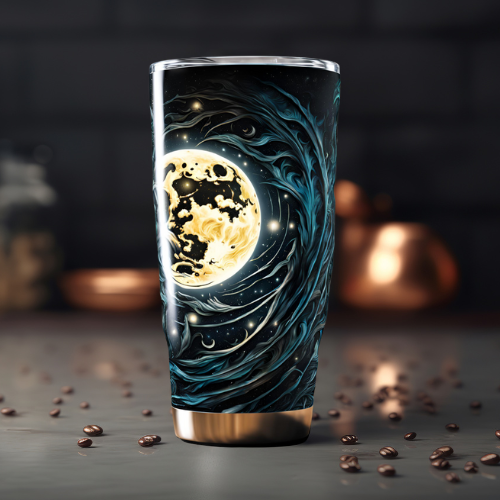 Cosmic Moon 20oz Tumbler - Galactic Travel Mug for Astronomy Lovers, Celestial Moon 20oz Tumbler