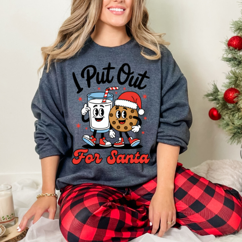 Christmas Sweatshirt, Cute Holiday Crewneck, Funny Gift for Him/Her, Cozy Winter Apparel, Santa and Cookie Design