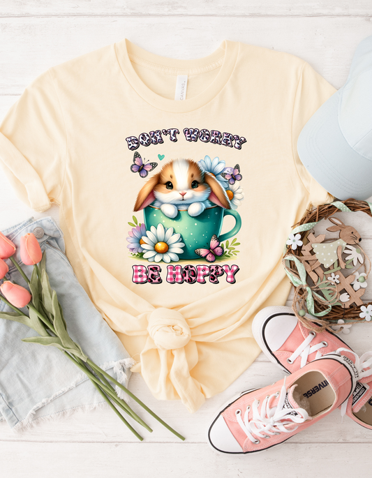 Toddler Short Sleeve Tee - Don't Worry Be Hoppy Bunny Tee, Cute Toddler Shirt, Spring Apparel, Easter Gift, Funny Kids T-Shirt