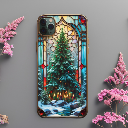 Stained Glass Christmas Phone Case | Tough Cases, Holiday Gift, Winter Decor, Festive Accessories, Unique Cellphone Cover