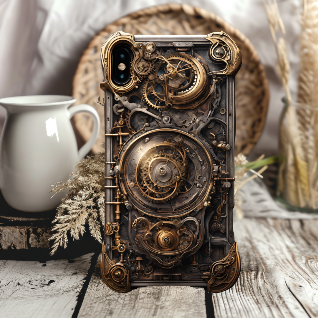 Steampunk Tough Case for iPhone - Vintage Gear Design, 3D Steam Punk  Phone Case for iPhone, Samsung, and Google Pixel