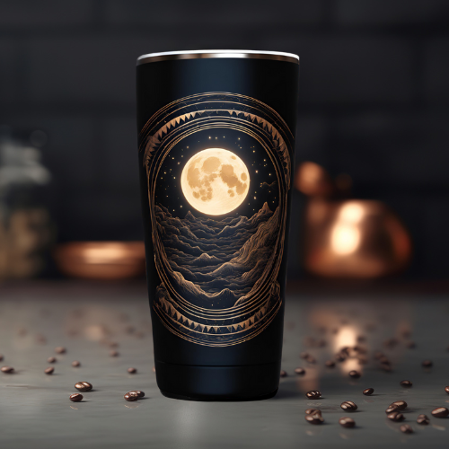 Moonlit Landscape Tumbler 20oz - Celestial Travel Mug for Stargazers and Nature Lovers