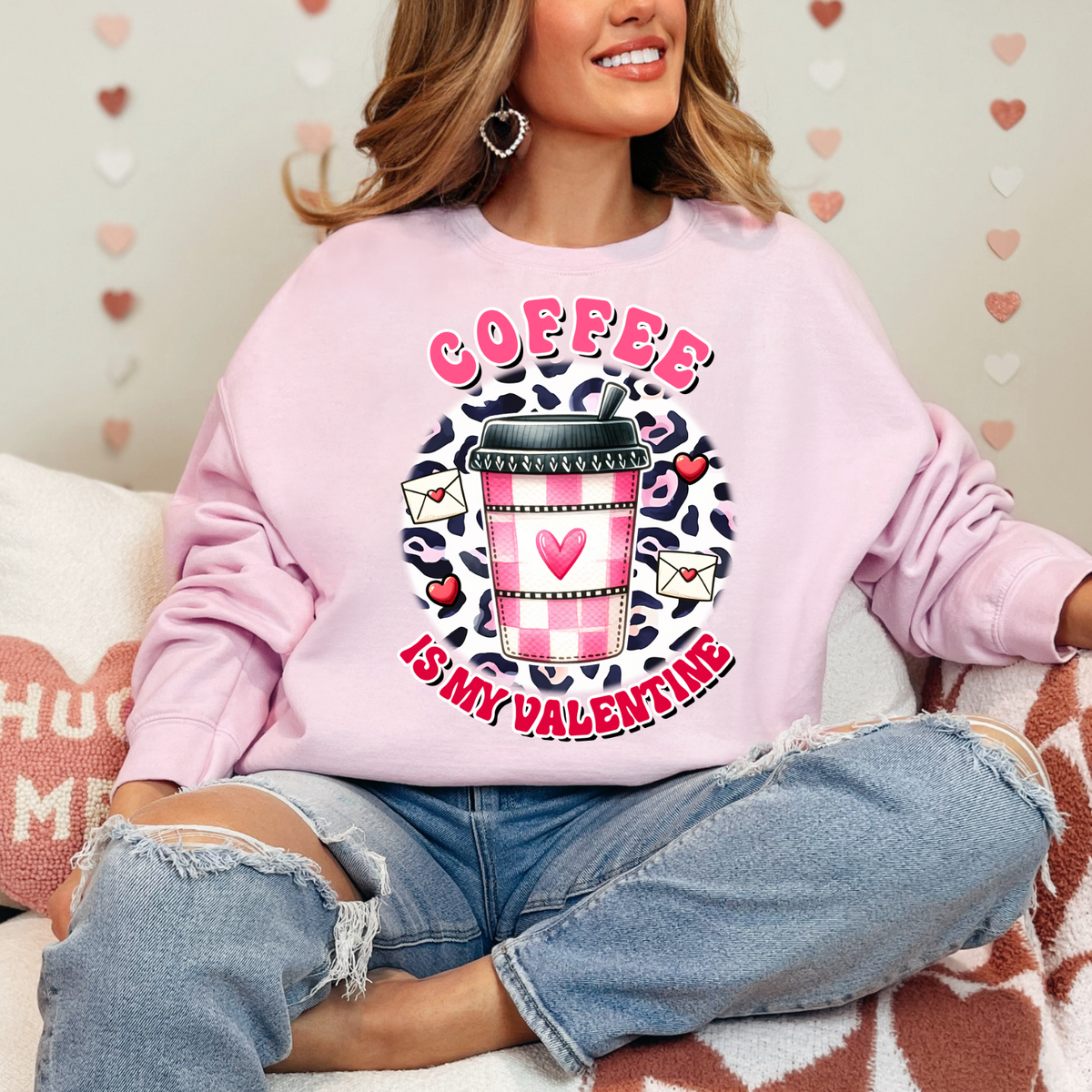 Coffee Is My Valentine Sweatshirt | Cozy Unisex Crewneck for Coffee Lovers | Valentine's Day Gift, Winter Essential, Cute Casual Wear