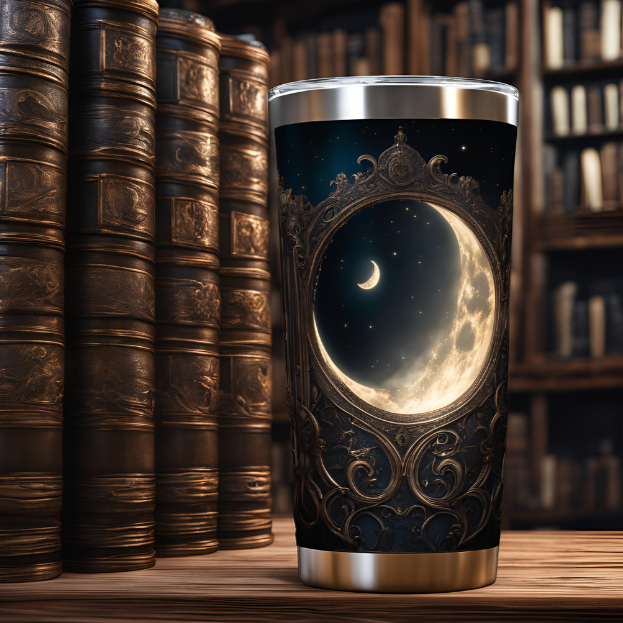 Celestial Moonlit Tumbler 20oz - Perfect for Stargazers and Dreamers, Crescent Moon Tumbler