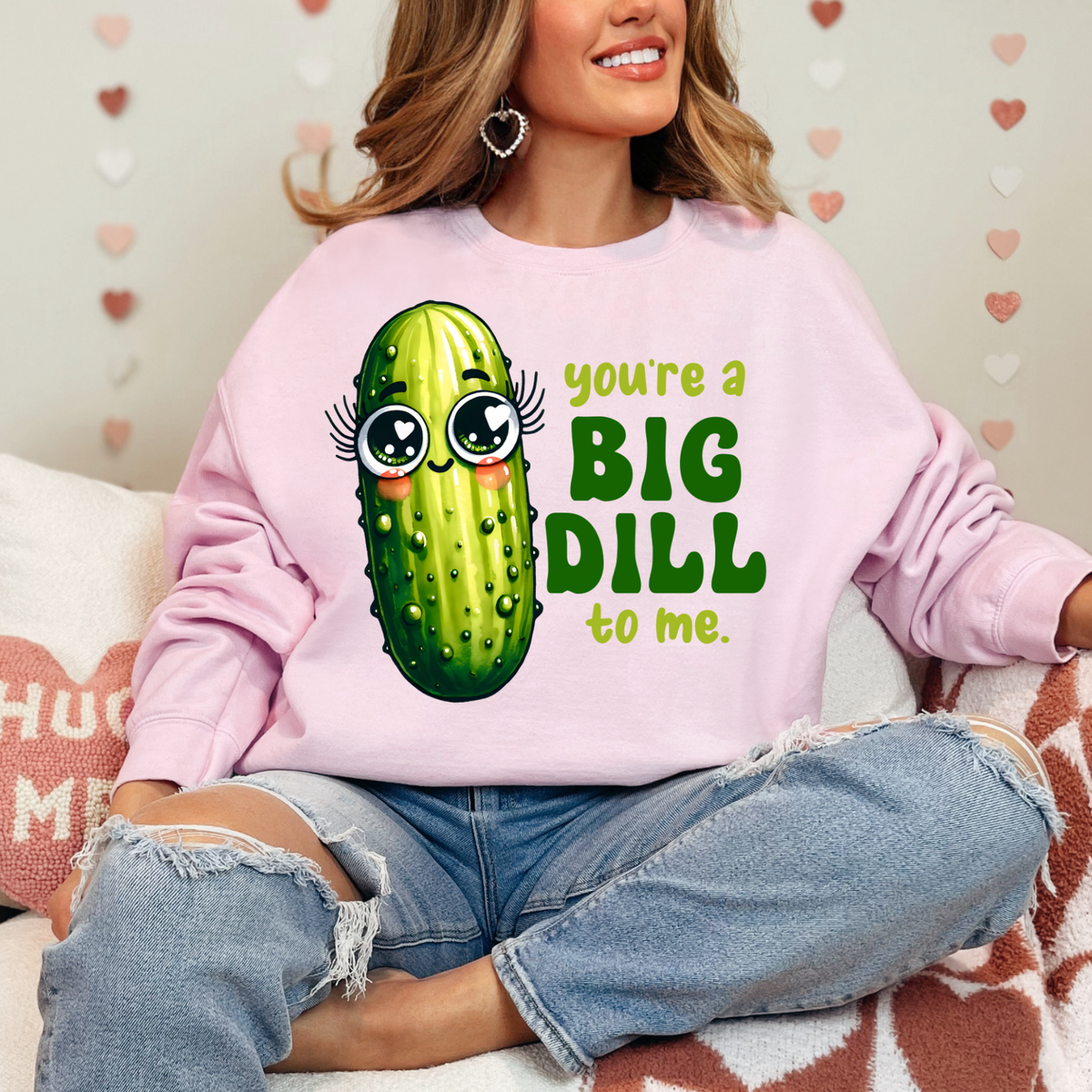Valentine's Day Sweatshirt, Cute Cactus Sweatshirt - You're a Big Dill to Me, Funny Gift for Plant Lovers, Casual Wear, Cozy Comfort, Unique Birthday Gift