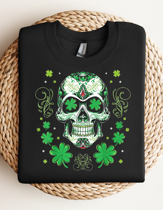 Green Skull T-Shirt for St. Patrick's Day, Unisex Softstyle Tee, Fun Gift, Skull Design, Casualwear, Party Shirt, Unique Style