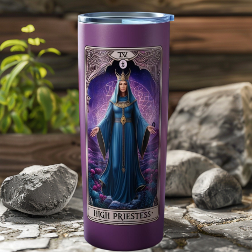 High Priestess Tumbler 20oz - Mystical Tarot Design - Ideal for Spiritual Enthusiasts