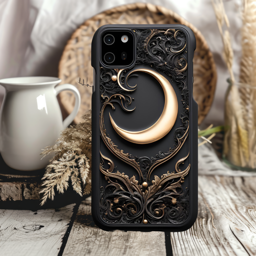 Elegant Moon Design Phone Case - Tough Cases for Stylish Protection, Celestial Moon Phone Case for iPhone, Samsung, and Google Pixel