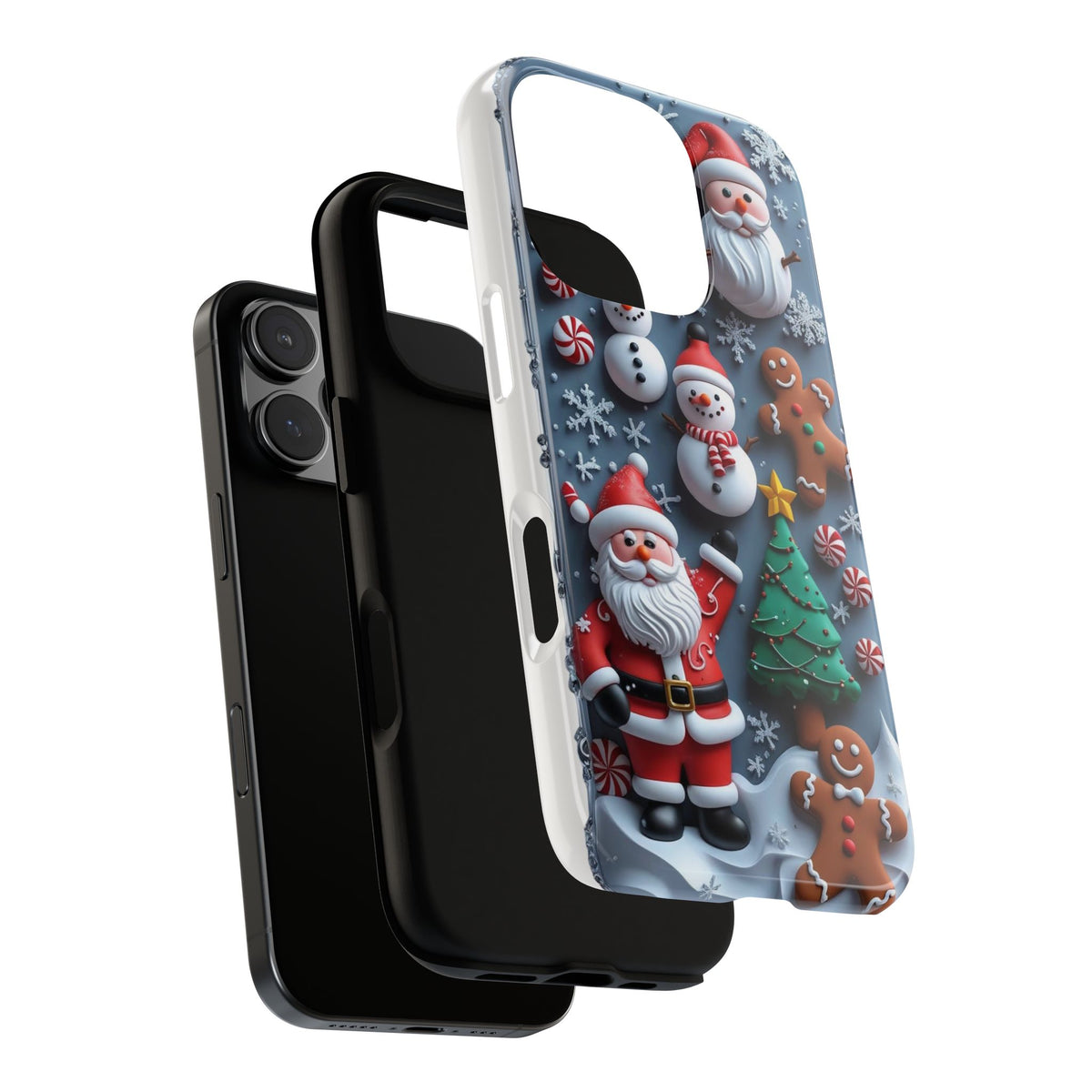 Christmas Phone Case, Festive Santa Clauses, Holiday Gift, Winter Decor, Cute Gingerbread Design, Seasonal Fun