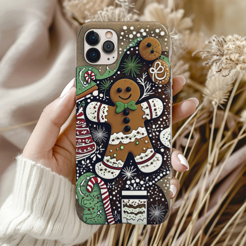 Christmas Gingerbread Phone Case, Holiday Gift, Tough Protection, Cute Phone Accessory, Festive Case for iPhone