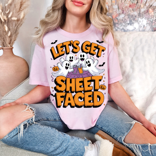 Halloween Ghosts T-shirt - "Let's Get Sheet Faced" Unisex Tee