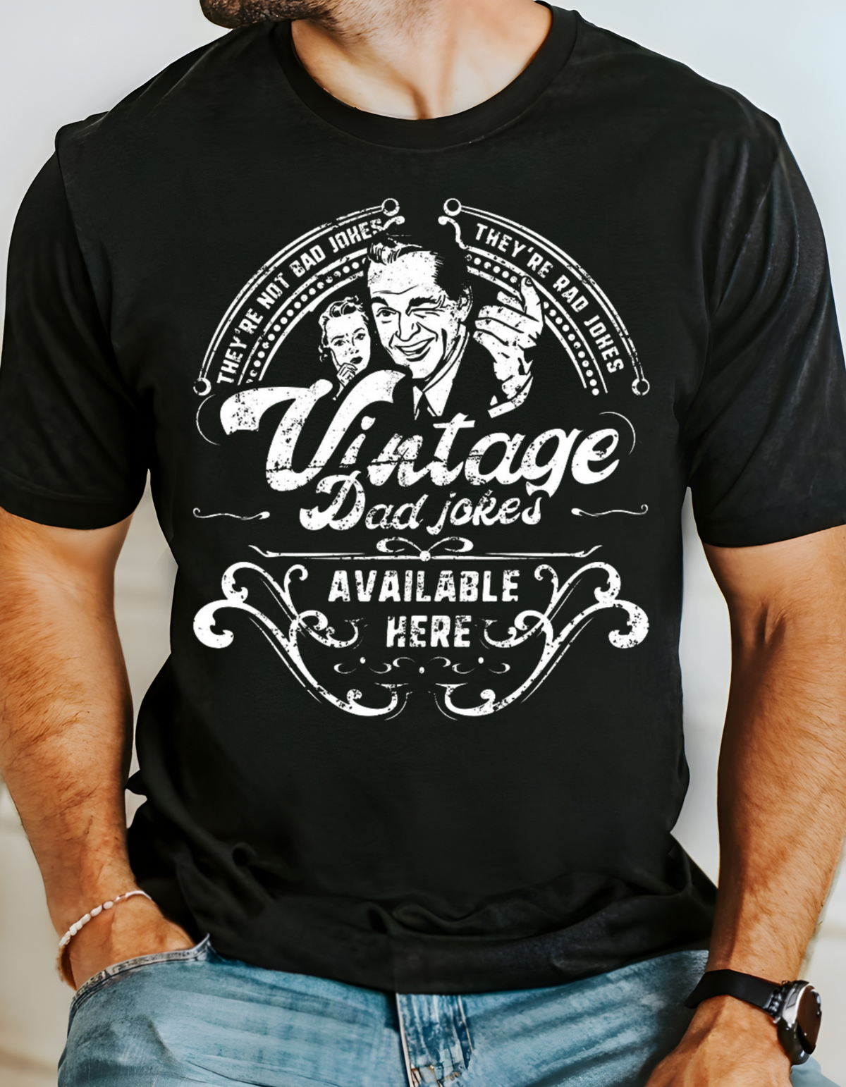 Vintage Dad Jokes Unisex Softstyle T-Shirt, Funny Graphic Tee, Father's Day Gift, Humor Shirt, Dad Gift