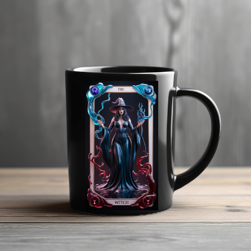 The Witch Ceramic Mug | Gothic Coffee Cup for Halloween Lovers, The Witch Tarot Card Coffee Mug