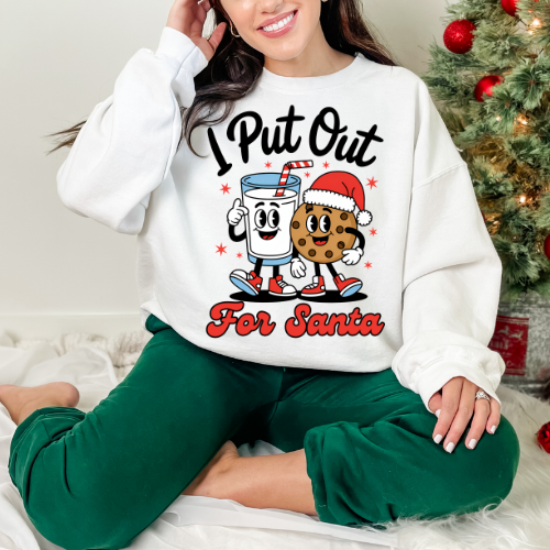 Christmas Sweatshirt, Cute Holiday Crewneck, Funny Gift for Him/Her, Cozy Winter Apparel, Santa and Cookie Design