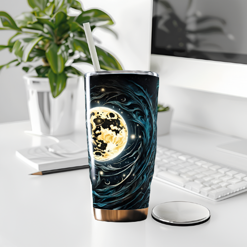Cosmic Moon 20oz Tumbler - Galactic Travel Mug for Astronomy Lovers, Celestial Moon 20oz Tumbler