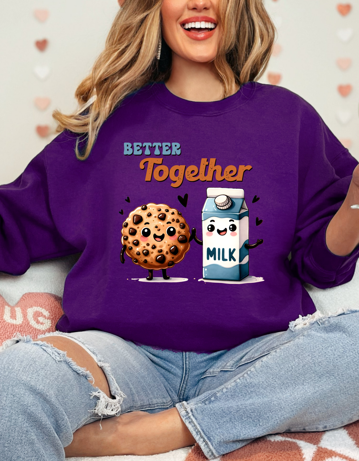 Valentine's Day Sweatshirt, Cute Foodie Sweatshirt, Better Together Cookie Milk Crewneck, Fun Gift for Food Lovers, Cozy Unisex Sweater, Spring & Fall Fashion