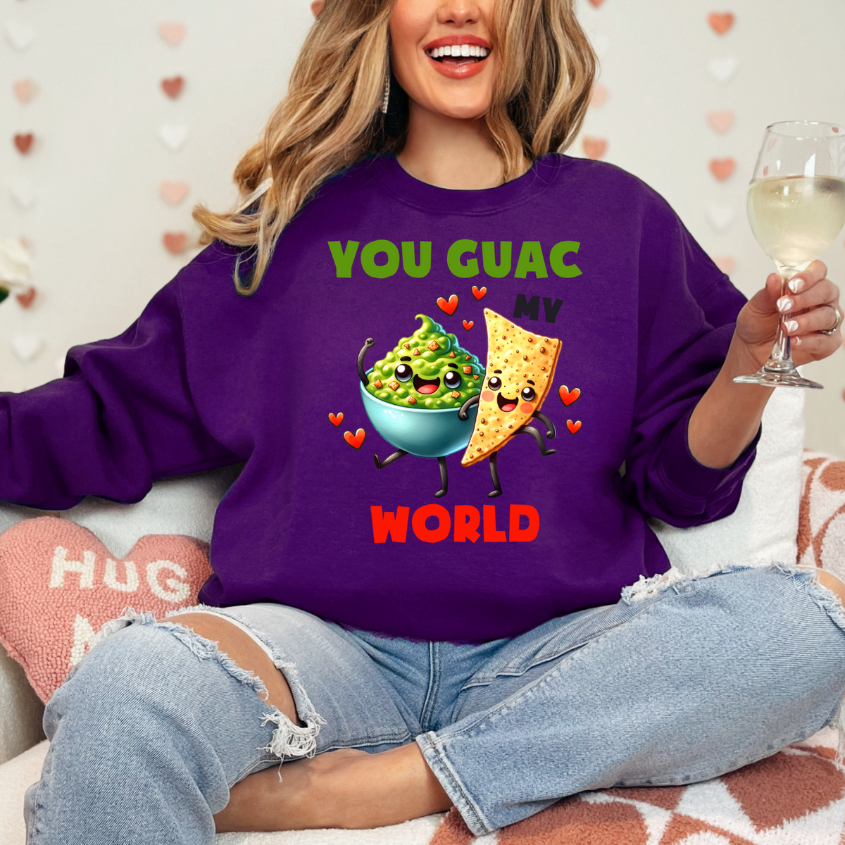Valentine's Day Sweatshirt, Funny Guacamole Sweatshirt, Cute Gift for Foodie Friends, Casual Cozy Wear, Perfect for Parties & Celebrations, Love & Friendship