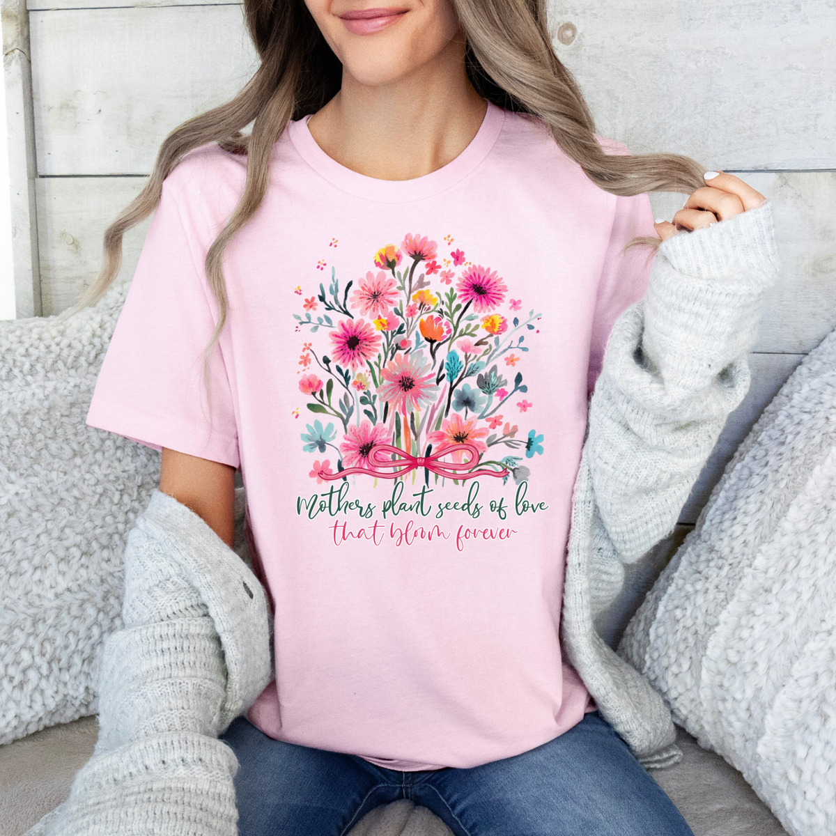 Floral Bouquet T-Shirt — "Nothing Short Lived, Seeds in the Heart Bloom Forever". Mother's Day flower Shirt