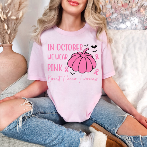 Breast Cancer Awareness T-Shirt - In October We Wear Pink