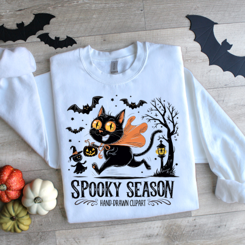 Spooky Season Cat Crewneck Sweatshirt