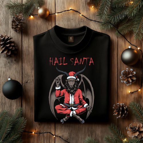 Hail Santa Unisex Tee, Funny Christmas Shirt, Holiday Apparel, Gift for Friends, Unique Festive T-shirt, Dark Humor Clothing