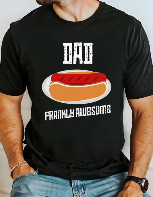 Dad's Frankly Awesome Hot Dog T-Shirt, Father's Day Gift, BBQ Shirt, Men's Casual Wear, Unisex Softstyle Tee
