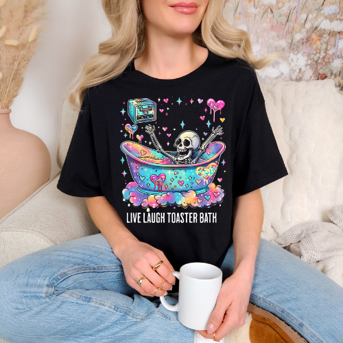Live Laugh Toaster Bath Unisex Garment-Dyed T-shirt