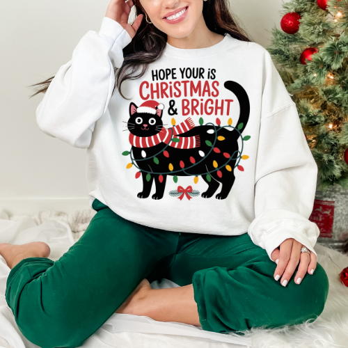 Festive Cat Sweatshirt, Cozy Holiday Apparel, Christmas Gift, Unisex Crewneck, Cute Cat Lover Gift, Winter Wardrobe Essential