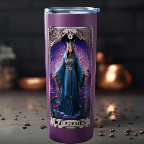 High Priestess Tumbler 20oz - Mystical Tarot Design - Ideal for Spiritual Enthusiasts