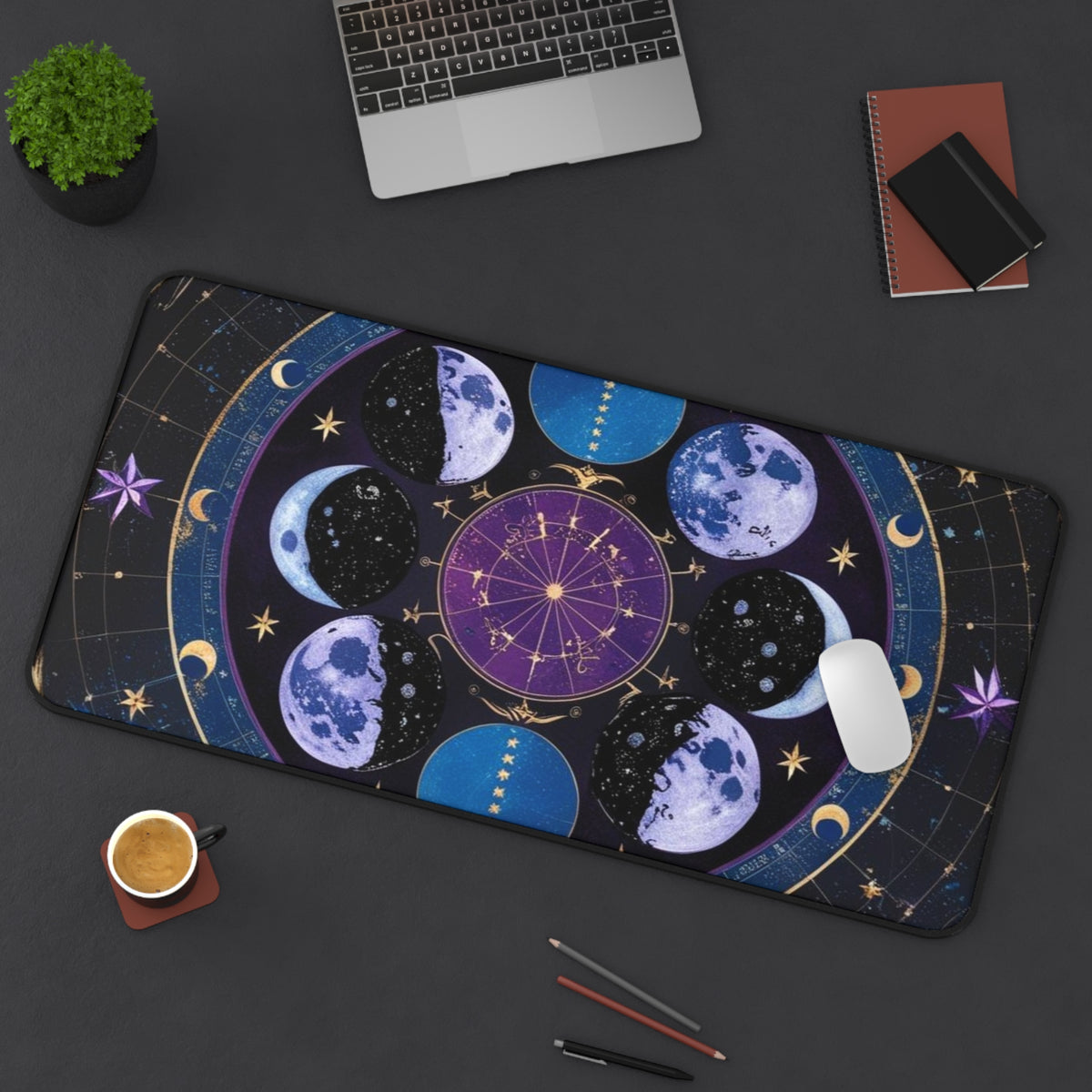 Celestial Moons Desk Mat - Stylish Astrology Office Accessory