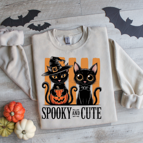 Spooky and Cute Cat Crewneck Sweatshirt