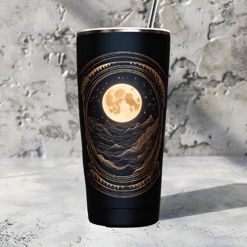 Moonlit Landscape Tumbler 20oz - Celestial Travel Mug for Stargazers and Nature Lovers