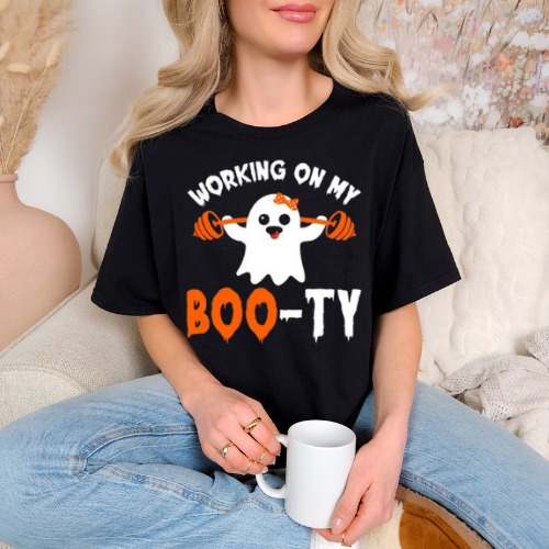 Working on My Boo-ty Ghost T-Shirt - Fun Unisex Halloween Tee