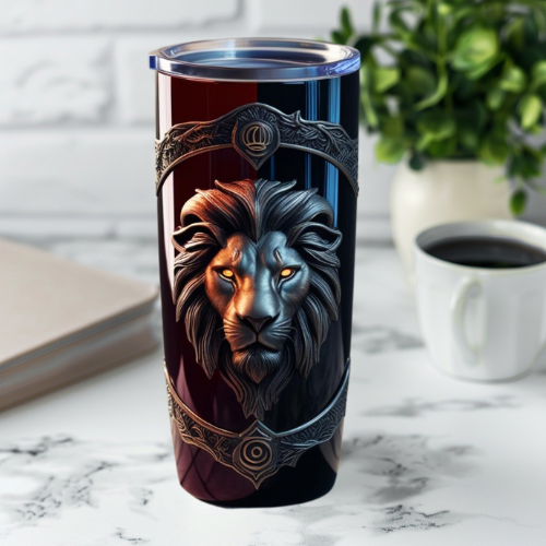 Majestic Lion Tumbler 20oz | Perfect for Gifts and Daily Use, Leo Astrology Tumbler
